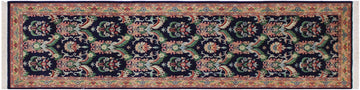 handmade Traditional Kashan Blue Gold Hand Knotted RUNNER 100% WOOL area rug 3x10